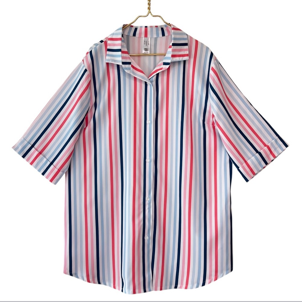 Crown & Ivy Multicolor Stripe Sleep Shirt Nightgown Size XL - Picture 9 of 9
